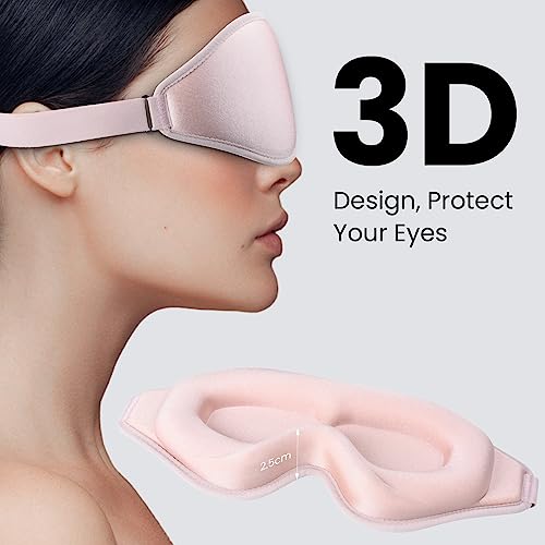 3D Contoured Sleep Eye Mask, Light Blocking, Pink