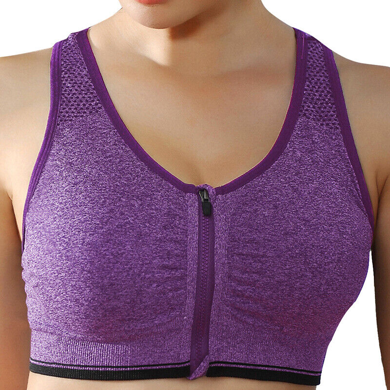 Zip Front Padded Yoga Sports Bra for Women