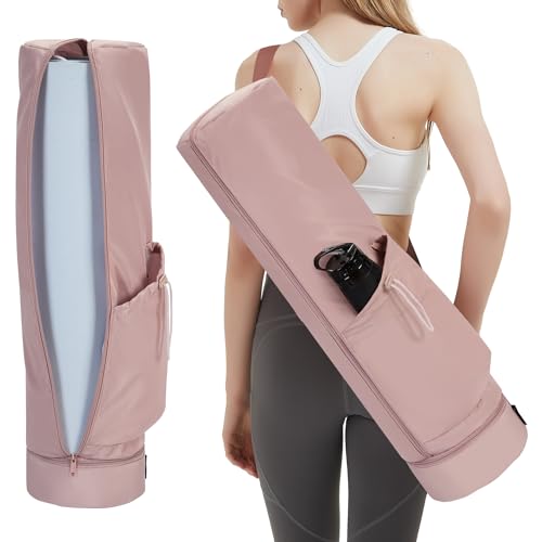 Large Pink Yoga Mat Bag with Strap and Pockets