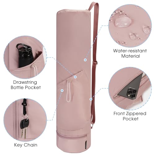 Large Pink Yoga Mat Bag with Strap and Pockets