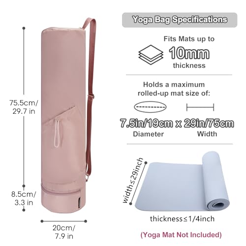 Large Pink Yoga Mat Bag with Strap and Pockets