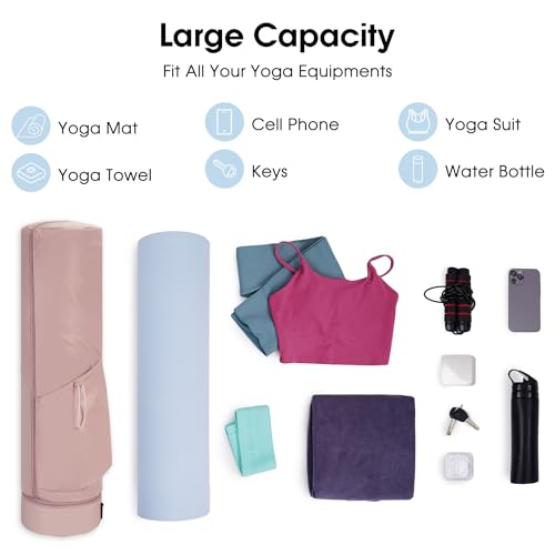 Large Pink Yoga Mat Bag with Strap and Pockets
