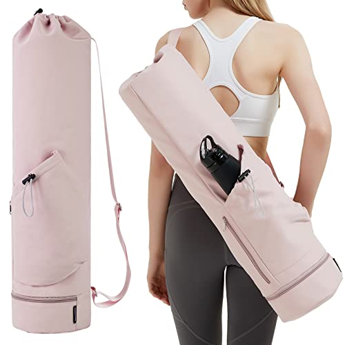 Large Yoga Mat Bag with Adjustable Strap and Wet Compartment, Pink