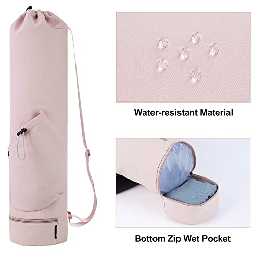 Large Yoga Mat Bag with Adjustable Strap and Wet Compartment, Pink