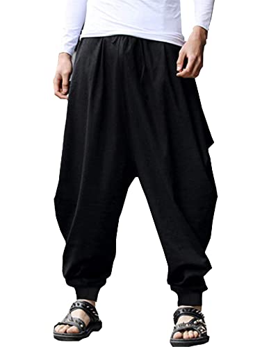 YAOHUOLE Men's Baggy Black Yoga Trousers XL