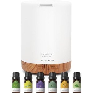 ASAKUKI 300ML Essential Oil Diffuser with Oils Set