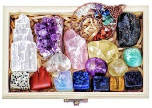 16 Healing Crystals Set with Wooden Box