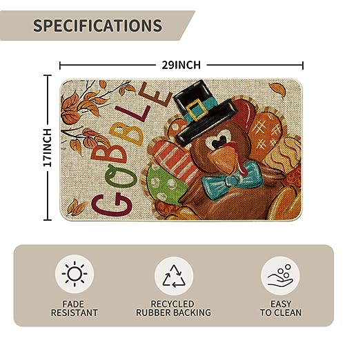 Thanksgiving Turkey Gobble Leaves Doormat - Indoor/Outdoor