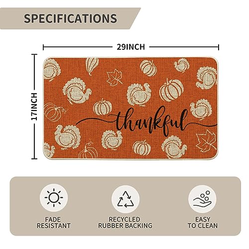 Turkey Pumpkin Leaves Thanksgiving Doormat, Thanksful Home Decor