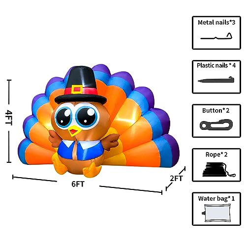 6.3 FT Colorful Thanksgiving Inflatable Turkey Décor