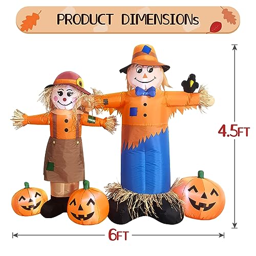 Thanksgiving Harvest Inflatable Scarecrow with LED Lights