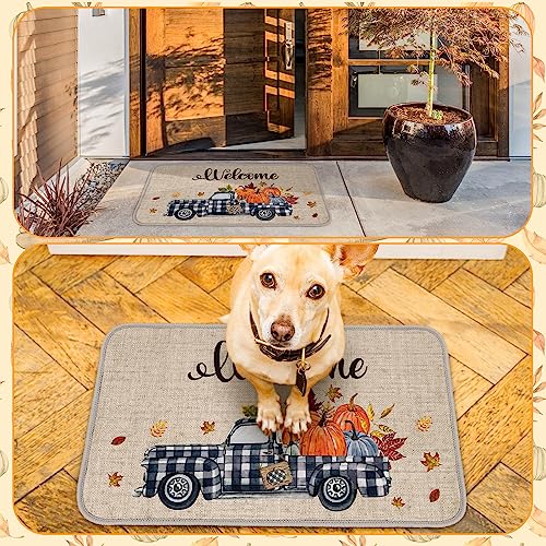 Thanksgiving Snowflake Pumpkin Door Mat