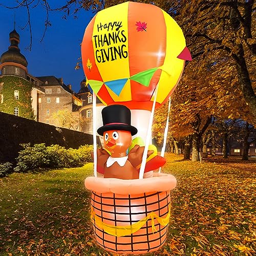 7 Ft Inflatable Turkey Riding Hot Air Balloons