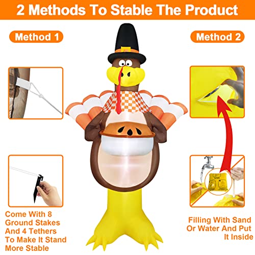 12ft Giant Inflatable Turkey Outdoor Thanksgiving Decor