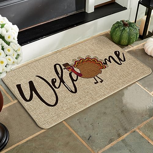 Welcome Turkey Thanksgiving Decorative Doormat - 17x29