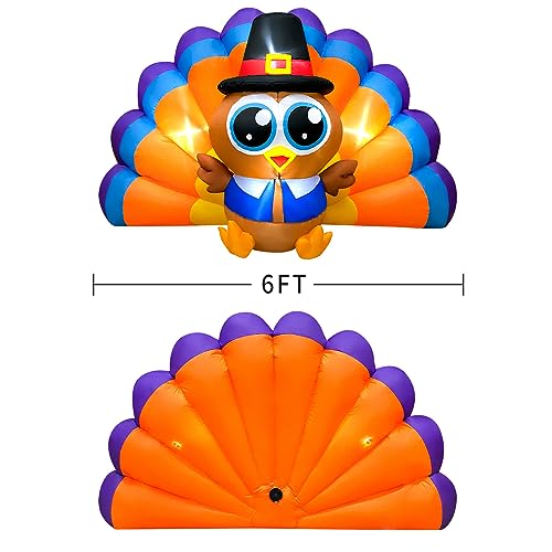 6.3 FT Colorful Thanksgiving Inflatable Turkey Décor