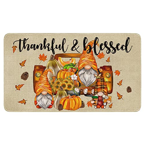 Gnome Pumpkin Truck Welcome Doormat - 17x30