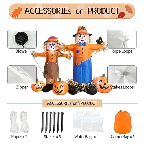 Thanksgiving Harvest Inflatable Scarecrow with LED Lights