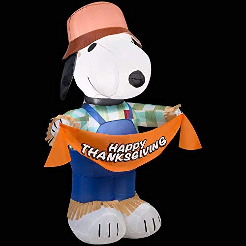 Gemmy Inflatables Snoopy Scarecrow Thanksgiving Decor