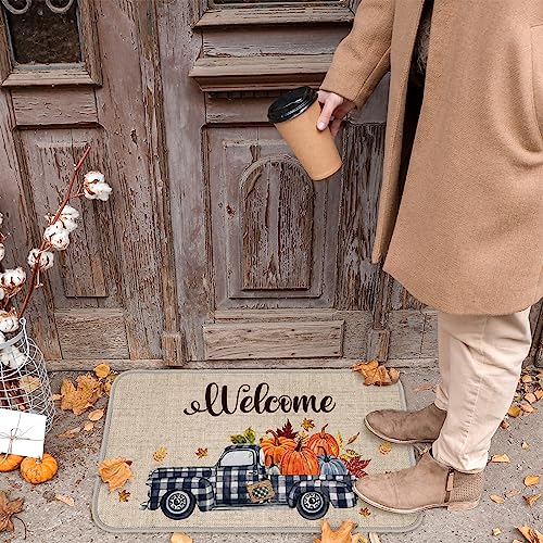 Thanksgiving Snowflake Pumpkin Door Mat