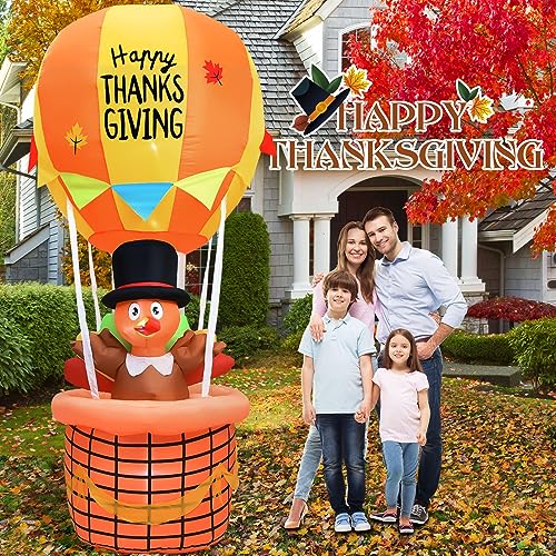 7 Ft Inflatable Turkey Riding Hot Air Balloons