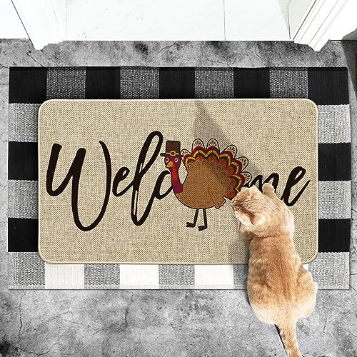 Welcome Turkey Thanksgiving Decorative Doormat - 17x29