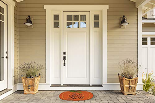 Thanksgiving Coir Doormat: Give Thanks Pumpkin, 17x29