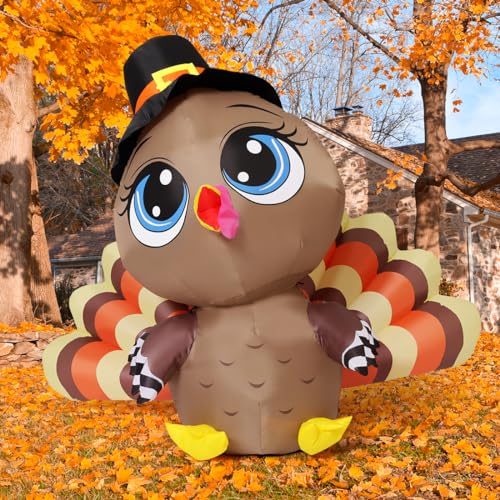 Turkey Baby Hat Inflatable - 5.2 FT Thanksgiving Decoration