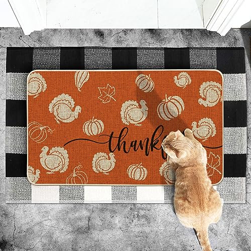 Turkey Pumpkin Leaves Thanksgiving Doormat, Thanksful Home Decor