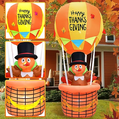 7 Ft Inflatable Turkey Riding Hot Air Balloons