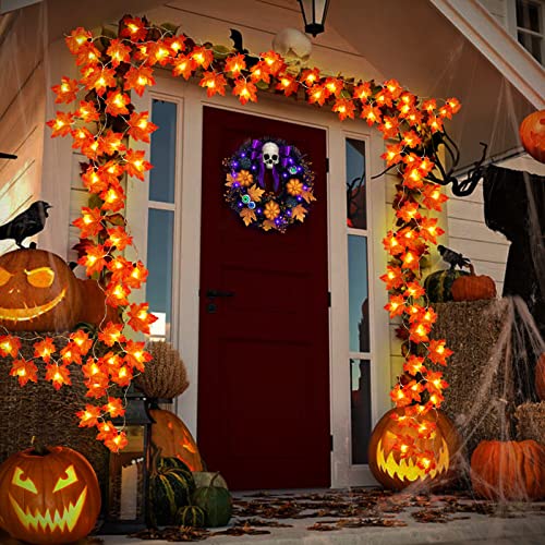 Fall Festival: 30Ft Maple Leaf Garland with LED Lights