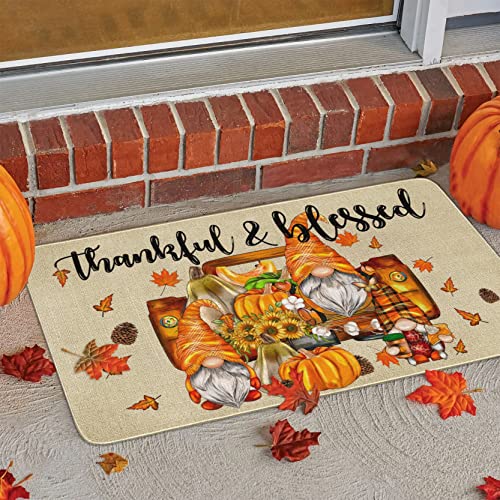 Gnome Pumpkin Truck Welcome Doormat - 17x30
