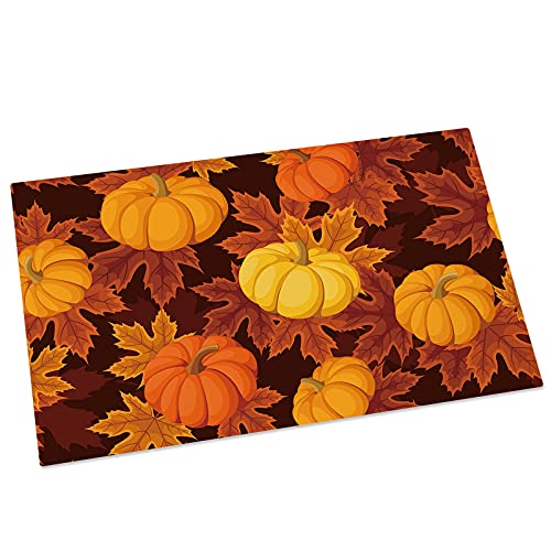 Thanksgiving Welcome Doormat: Maple Leaf Pumpkin Floor Mat