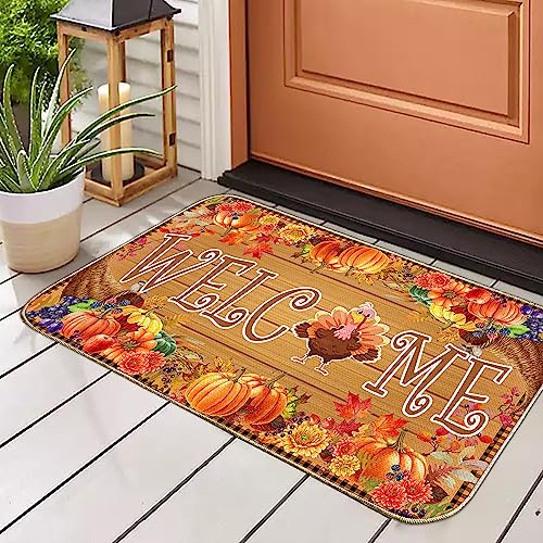 Turkey Welcome Doormat: Thanksgiving Outdoor Décor 17”x29”
