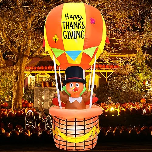 7 Ft Inflatable Turkey Riding Hot Air Balloons
