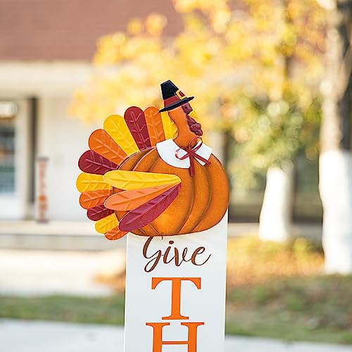 Thanksgiving 36" Metal Turkey Yard Stake and Welcome Sign