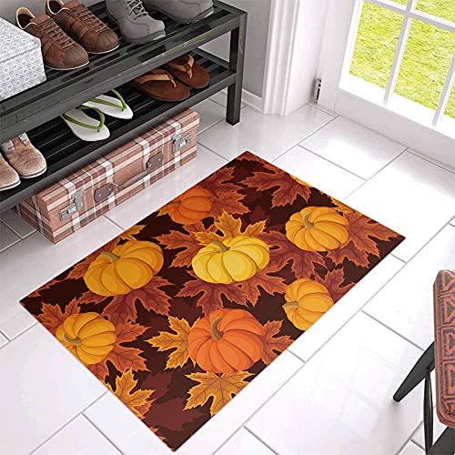 Thanksgiving Welcome Doormat: Maple Leaf Pumpkin Floor Mat