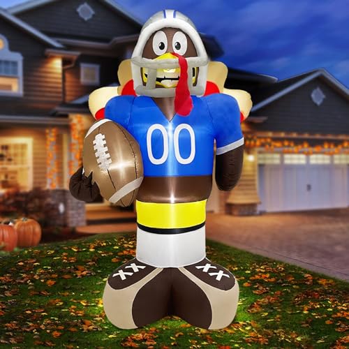 8ft Football Turkey Inflatables with LED Lights, Stakes
