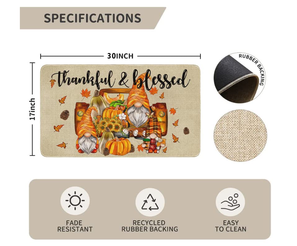 Gnome Pumpkin Truck Welcome Doormat - 17x30
