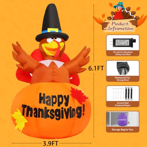 Thanksgiving Outdoor Inflatable Turkeys with LED Lights