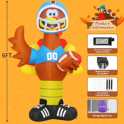 GOOSH 5 FT Inflatable Thanksgiving Turkey Yard Décor