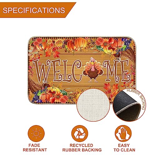 Turkey Welcome Doormat: Thanksgiving Outdoor Décor 17”x29”