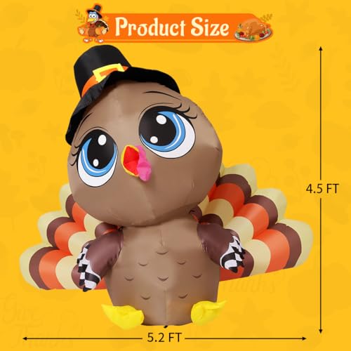 Turkey Baby Hat Inflatable - 5.2 FT Thanksgiving Decoration