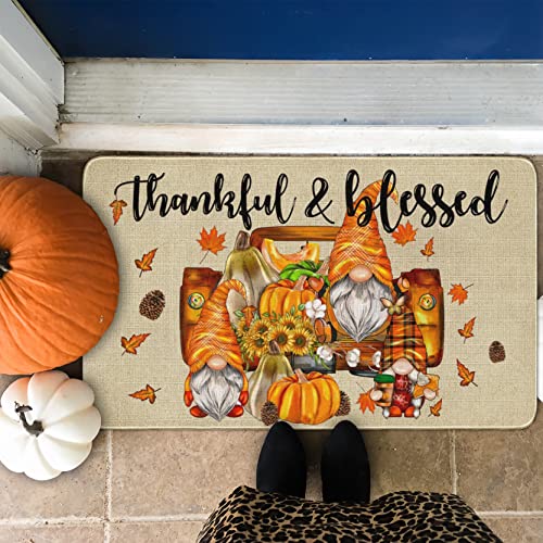 Gnome Pumpkin Truck Welcome Doormat - 17x30