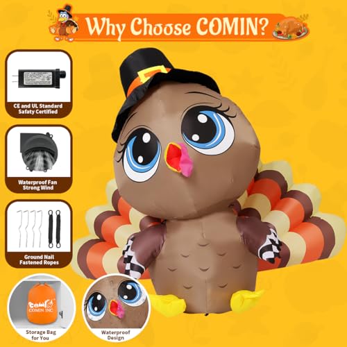 Turkey Baby Hat Inflatable - 5.2 FT Thanksgiving Decoration