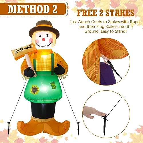 6ft Fall Thanksgiving Harvest Inflatable Scarecrow Patio Decor