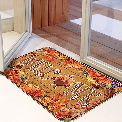 Turkey Welcome Doormat: Thanksgiving Outdoor Décor 17”x29”