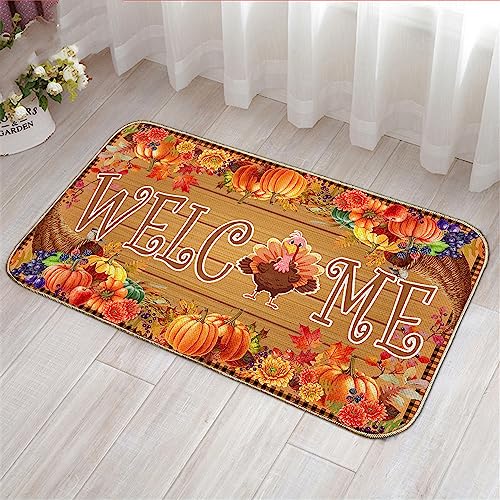 Turkey Welcome Doormat: Thanksgiving Outdoor Décor 17”x29”