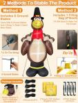 12ft Giant Thanksgiving Turkey Inflatable with LED Lights