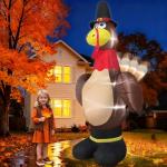 12ft Giant Thanksgiving Turkey Inflatable with LED Lights